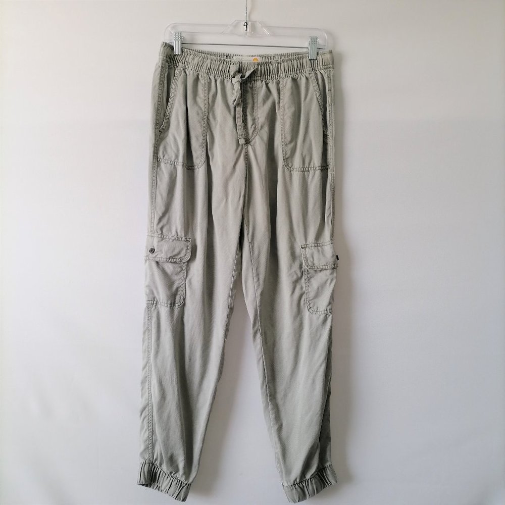 C&C California Womens Mid Rise Drawstring Pull On Ribbed Cargo Pants Size M